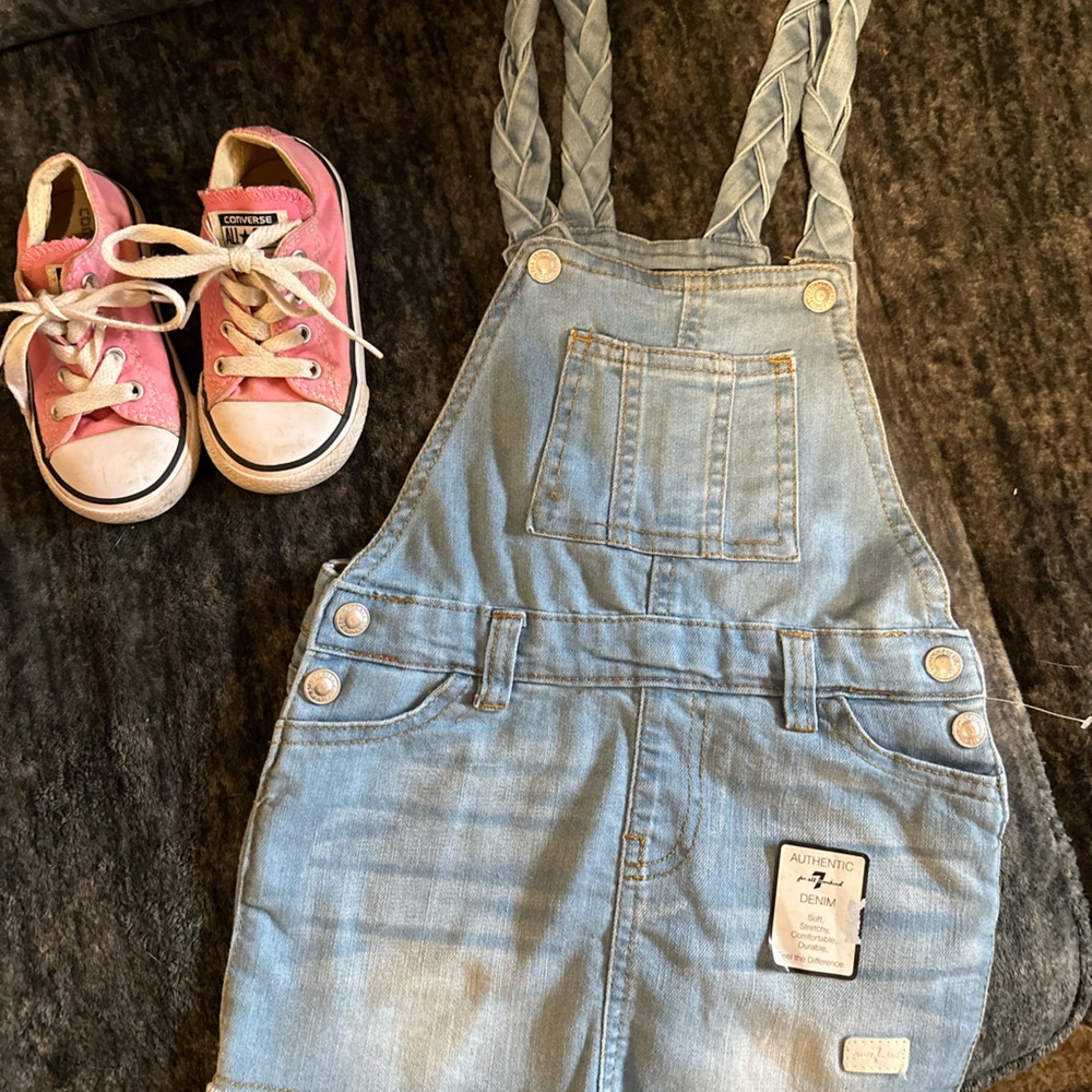 7 For All Mankind Light Blue Denim Overall Romper